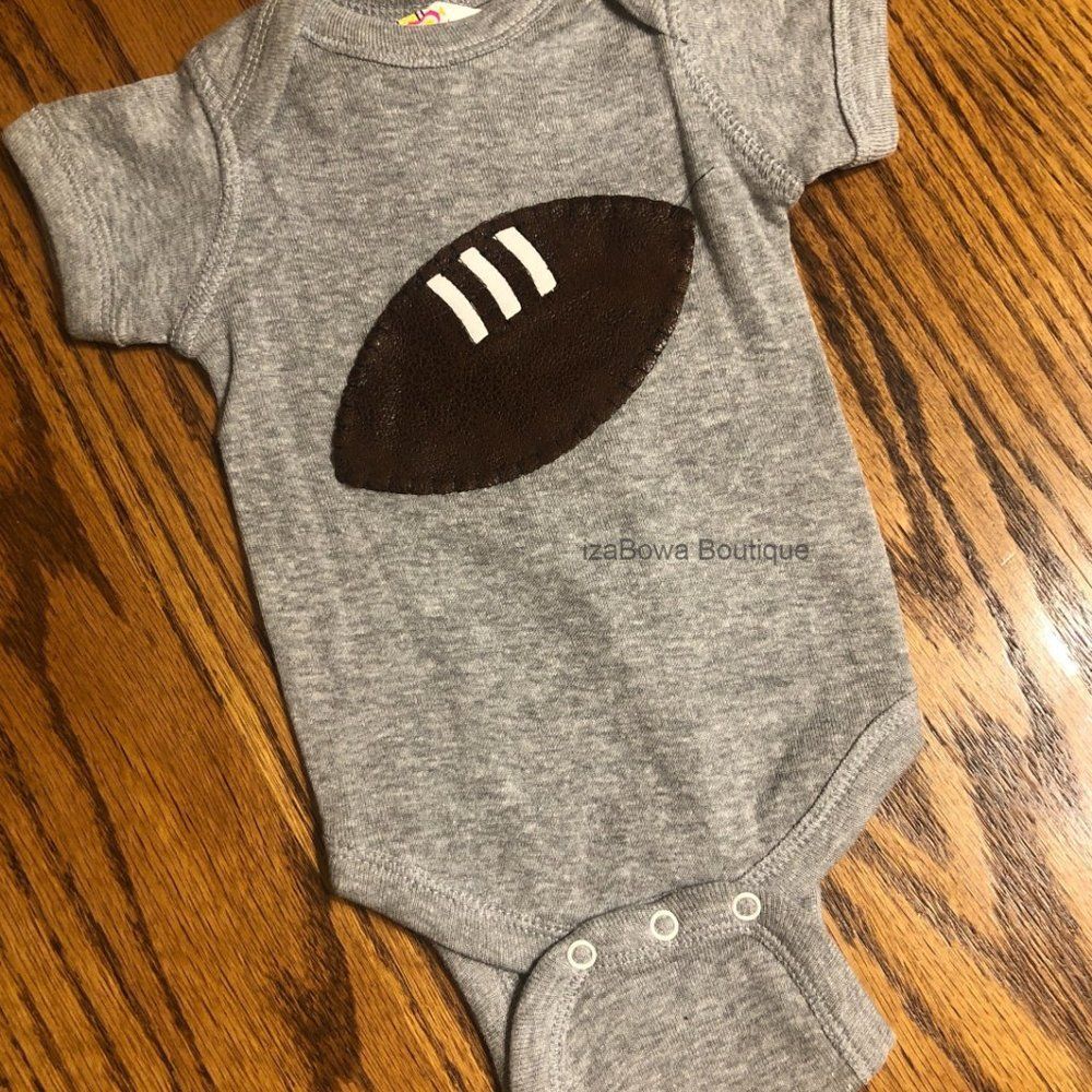Grey Onesis w/ Football  1295  Handmade NWT Boutique